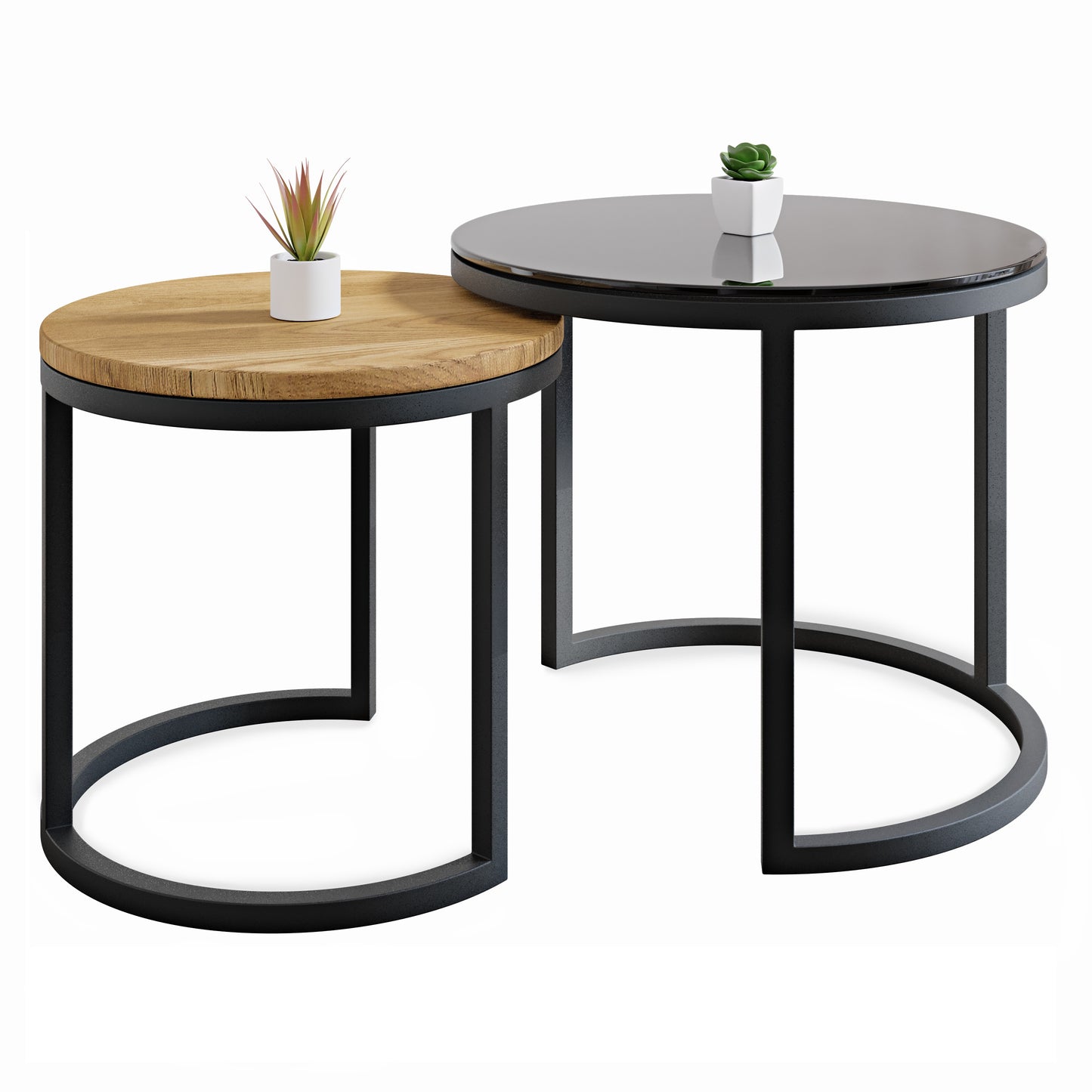 Modena (Vetro Dark Grey/Quercia, Nero)